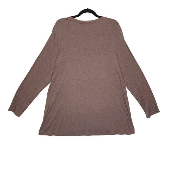 H by Halston Modal Blend Long Sleeve Tunic Womens Sz XL Brown Stretch Minimalist - Picture 2 of 5
